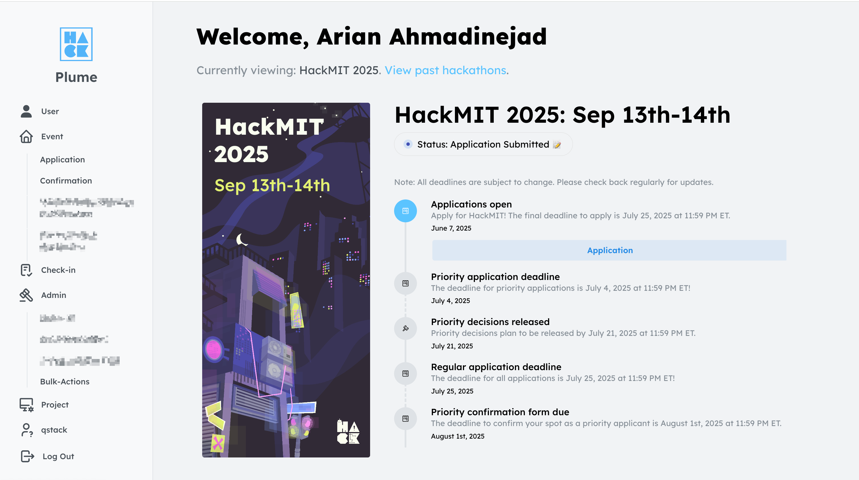 Admin sidebar items now visible in the UI